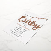 Baby shower Folie Uitnodiging, Script, Hart Uitnodiging (Gedraaid)
