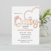 Baby shower Folie Uitnodiging, Script, Hart Uitnodiging (Staand Voorkant)