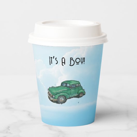 Baby shower for a boy, sedan papieren bekers (Voorkant)