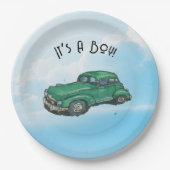 Baby shower for a boy, sedan papieren bordje (Voorkant)