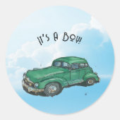Baby shower for a boy, sedan ronde sticker (Voorkant)