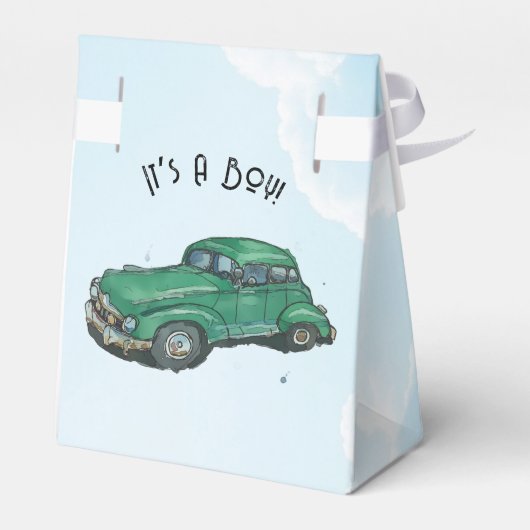 Baby shower for a boy, van and sedan bedankdoosjes (Achterkant)