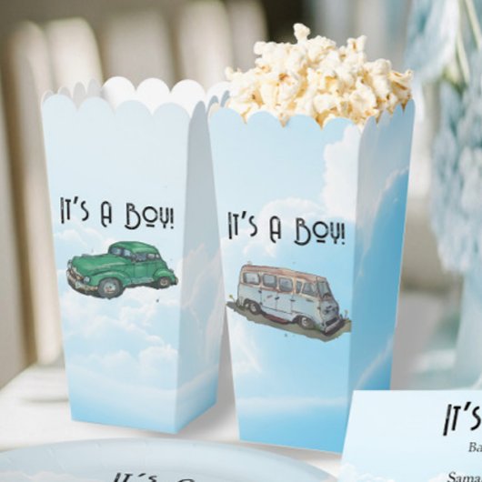 Baby shower for a boy, van and sedan bedankdoosjes