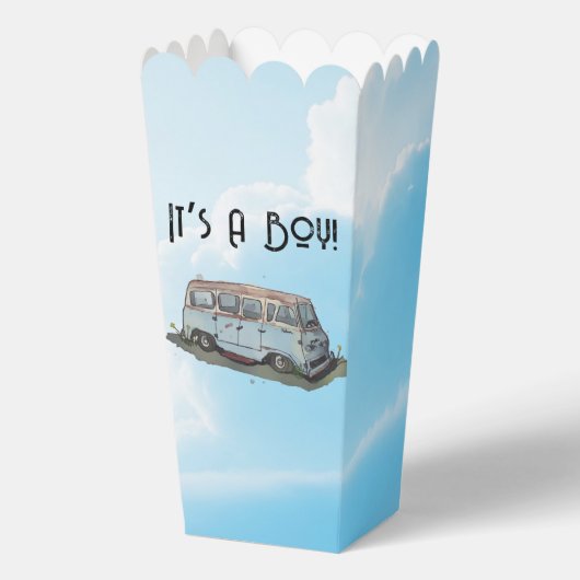 Baby shower for a boy, van and sedan bedankdoosjes (Voorkant)