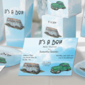 Baby shower for a boy, van and sedan kaart