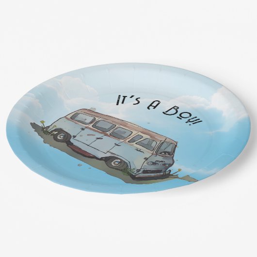 Baby shower for a boy, van papieren bordje (Gekanteld)
