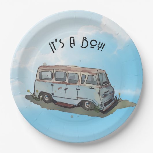 Baby shower for a boy, van papieren bordje (Voorkant)