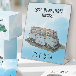 Baby shower for a boy, van reclamebord met voetstuk
