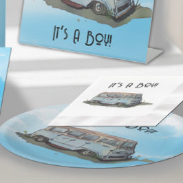 Baby shower for a boy, van servet