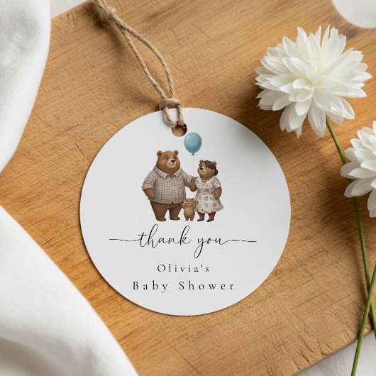 Baby Shower for Boy Blue Balloon Teddy Bear  Bedankjes Labels