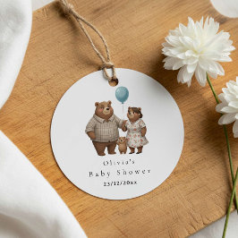 Baby Shower for Boy Blue Balloon Teddy Bear Bedankjes Labels