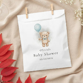 Baby Shower for Boy – Blue Balloon Teddy Bear Bow Bedankzakje