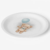 Baby Shower for Boy Blue Balloon , Teddy Bear Bow Papieren Bordje (Gekanteld)