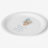 Baby Shower for Boy Blue Balloon , Teddy Bear Bow Papieren Bordje (Gekanteld)