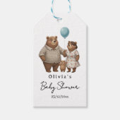 Baby Shower for Boy Blue Balloon, Teddy Bear  Cadeaulabel (Voorkant)