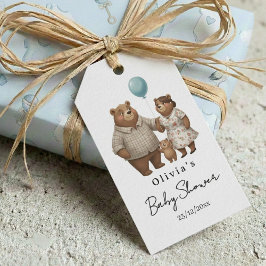 Baby Shower for Boy Blue Balloon, Teddy Bear Cadeaulabel