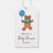 Baby Shower for Boy Blue Balloon Teddy Bear   Cadeaulabel (Voorkant)