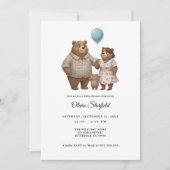 Baby Shower for Boy Blue Balloon, Teddy Bear  Kaart (Voorkant)