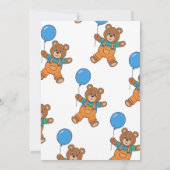 Baby Shower for Boy Blue Balloon Teddy Bear   Kaart (Achterkant)