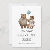 Baby Shower for Boy Blue Balloon, Teddy Bear Kaart (Voorkant)