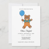 Baby Shower for Boy Blue Balloon, Teddy Bear  Kaart (Voorkant)