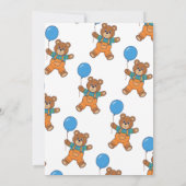 Baby Shower for Boy Blue Balloon, Teddy Bear  Kaart (Achterkant)