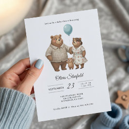 Baby Shower for Boy Blue Balloon, Teddy Bear Kaart