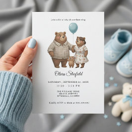 Baby Shower for Boy Blue Balloon, Teddy Bear Kaart