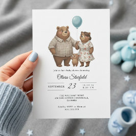 Baby Shower for Boy Blue Balloon, Teddy Bear Kaart