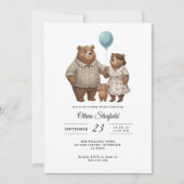 Baby Shower for Boy Blue Balloon, Teddy Bear  Kaart (Voorkant)