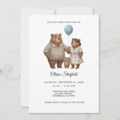 Baby Shower for Boy Blue Balloon, Teddy Bear Kaart (Voorkant)