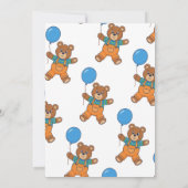 Baby Shower for Boy Blue Balloon, Teddy Bear   Kaart (Achterkant)