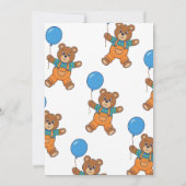 Baby Shower for Boy Blue Balloon, Teddy Bear  Kaart (Achterkant)