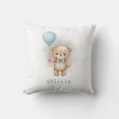 Baby Shower for Boy – Blue Balloon Teddy Bear Kussen (Voorkant)