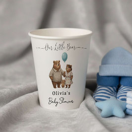 Baby Shower for Boy Blue Balloon Teddy Bear Papieren Bekers