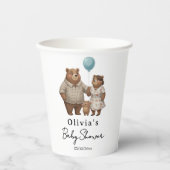 Baby Shower for Boy Blue Balloon Teddy Bear  Papieren Bekers (Voorkant)