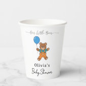 Baby Shower for Boy Blue Balloon Teddy Bear  Papieren Bekers (Voorkant)