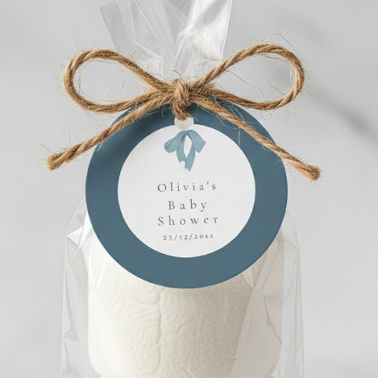 Baby Shower for Boy – Blue Bow , Customizable Bedankjes Labels