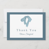 Baby Shower  for Boy – Blue Bow , Customizable  Bedankkaart (Voorkant)