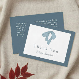 Baby Shower for Boy – Blue Bow , Customizable Bedankkaart