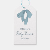 Baby Shower for Boy – Blue Bow , Customizable Cadeaulabel (Voorkant)