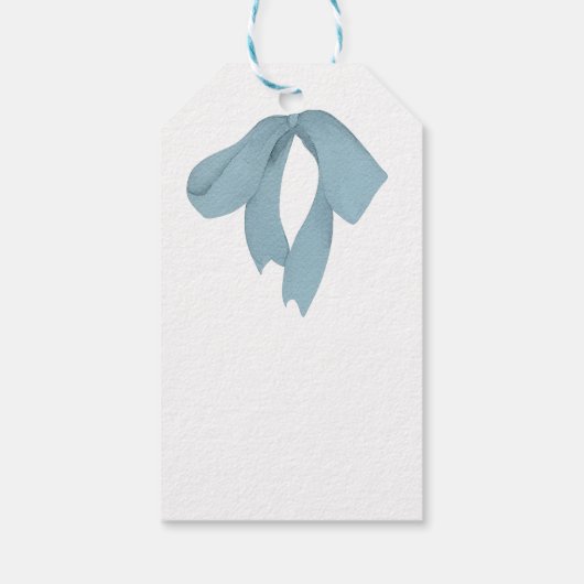 Baby Shower for Boy – Blue Bow , Customizable  Cadeaulabel (Achterkant)