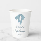 Baby Shower for Boy – Blue Bow, Customizable Papieren Bekers (Voorkant)