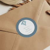 Baby Shower for Boy Blue Bow , Customizable  Ronde Sticker