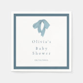 Baby Shower for Boy – Blue Bow, Customizable Servet (Voorkant)