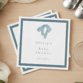 Baby Shower for Boy – Blue Bow, Customizable Servet
