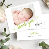 Baby shower foto aangepast modern script bedankkaart