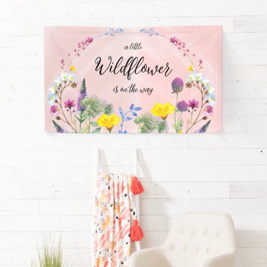 Baby shower Foto achtergrond, Wilde bloem Spandoek (Insitu)