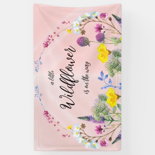 Baby shower Foto achtergrond, Wilde bloem Spandoek (Verticaal)