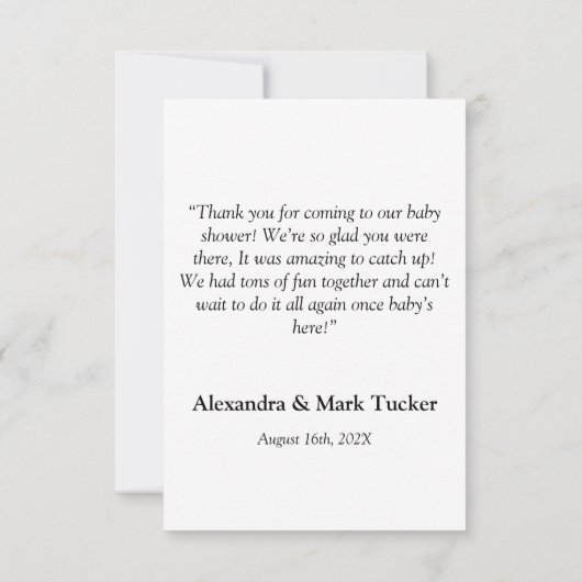 Baby shower Foto Bedankkaart (Achterkant)